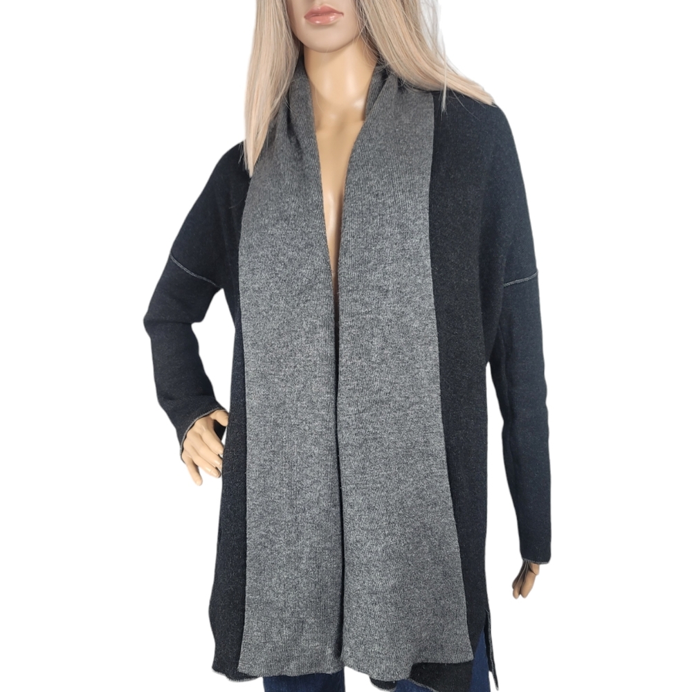VINCE Wool Cashmere Sweater Cardigan sz XS Black Grey Pockets
